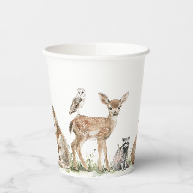 Wild Forest Woodland Animals Kids Birthday Party Paper Cups (Left)