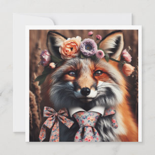Wild fox wearing a tie cute  invitation