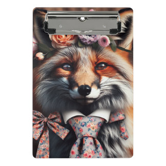 Wild fox wearing a tie cute  mini clipboard