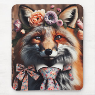 Wild fox wearing a tie cute mouse pad