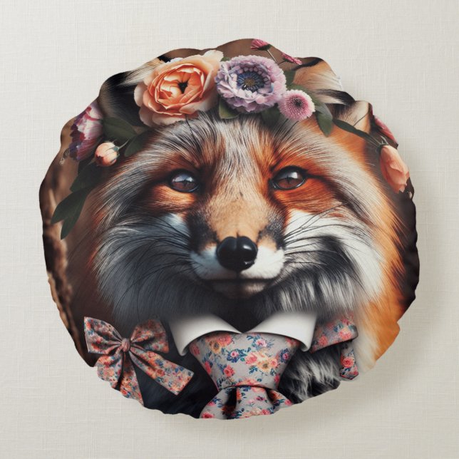 Wild fox wearing a tie cute pillow (Back)