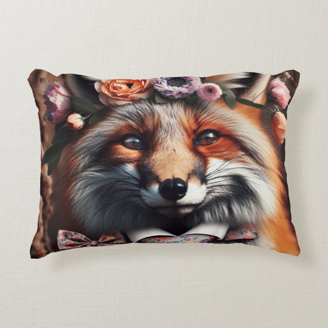 Wild fox wearing a tie cute pillow (Front)