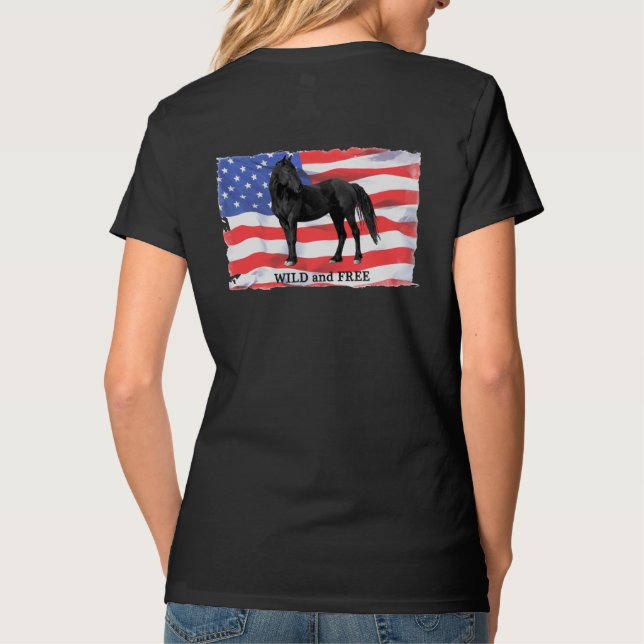 Wild & Free American Wild Horse V Neck T-shirt (Back)