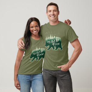 Wild & Free Bear Forest Nature Vintage T-Shirt