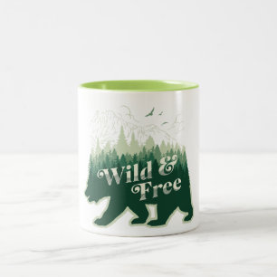Wild & Free Bear Forest Nature Vintage Two-Tone Coffee Mug
