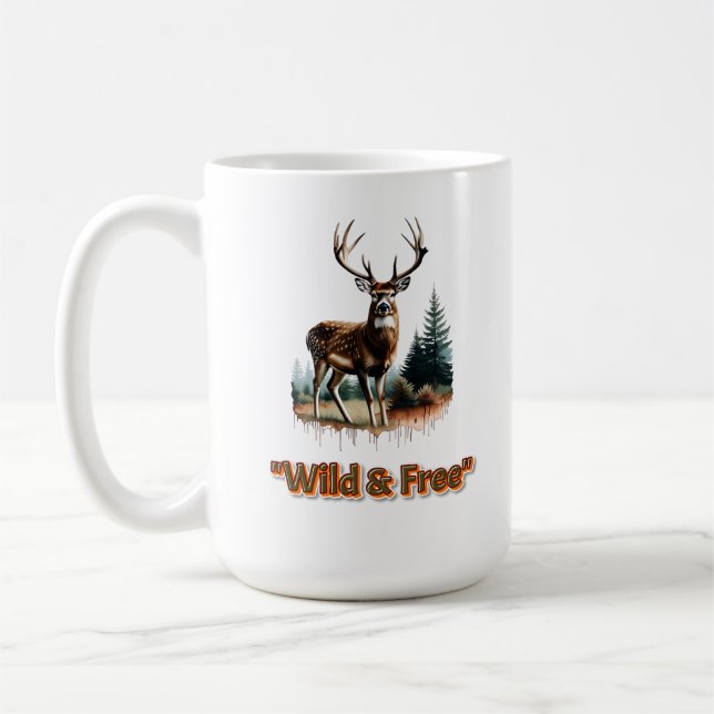 Wild & Free Deer Nature Graphic  Coffee Mug (Left)