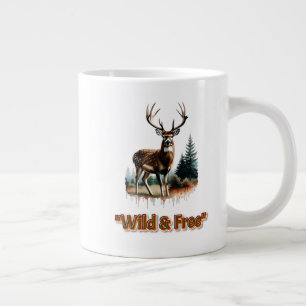 Wild & Free Deer Nature Graphic  Large Coffee Mug