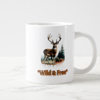 Wild & Free Deer Nature Graphic  Large Coffee Mug