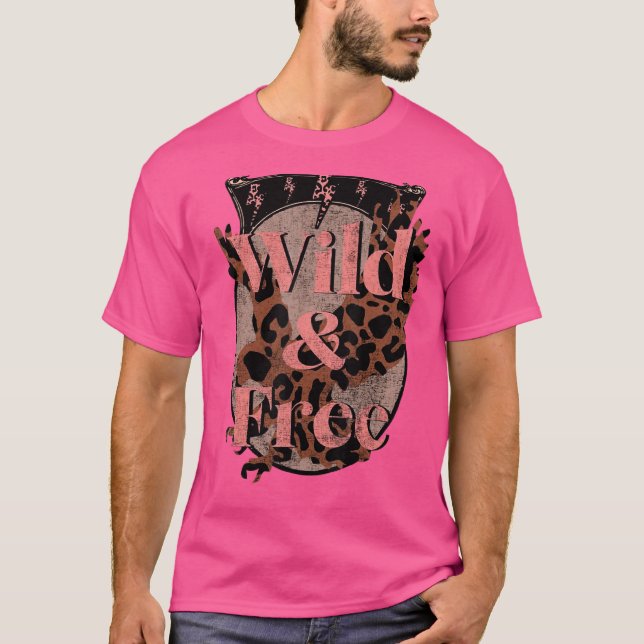 Wild & Free Eagle Cheetah Leopard Boho Retro T-Shirt (Front)