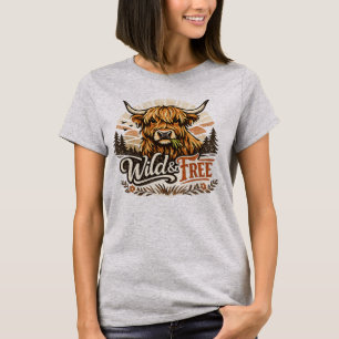 Wild & Free Highland Cow Vintage Western Country T-Shirt