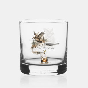 Wild ,Free Hunting Shotgun & Bullet to Bourbon Art Whiskey Glass