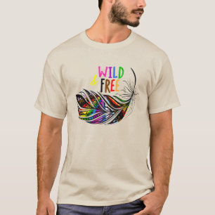 Wild & Free - LGBTQ+ Pride Diversity Rainbow Feath T-Shirt