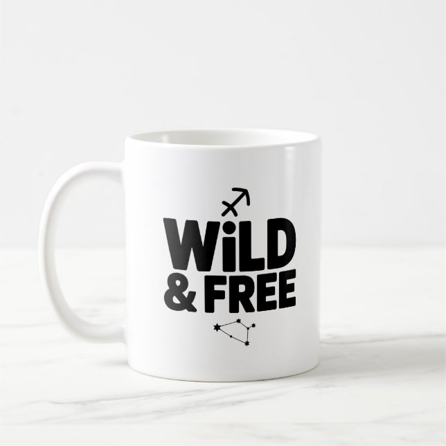 Wild & Free Mug – Sagittarius Zodiac Coffee Cup (Left)