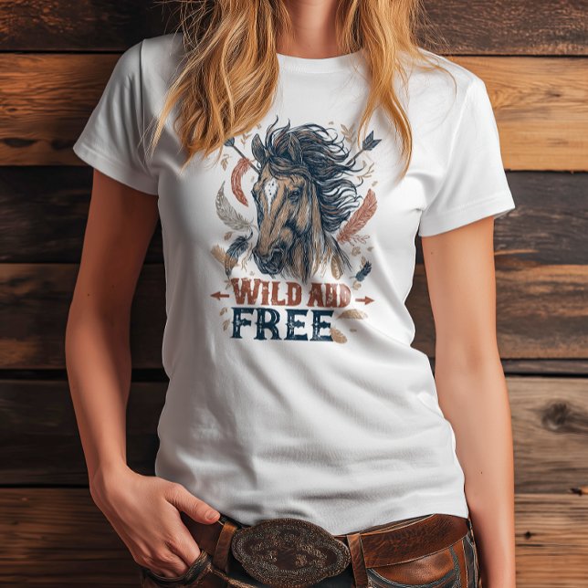 Wild & Free Mustang Cowgirl Design Tri-Blend Shirt (Creator Uploaded)