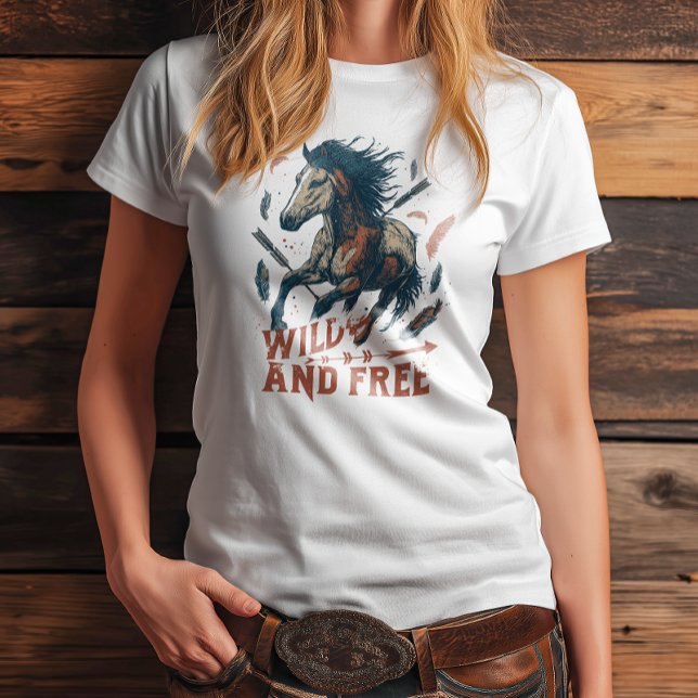Wild & Free Mustang Cowgirl Design Tri-Blend Shirt (Creator Uploaded)