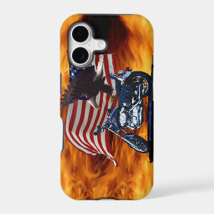 Wild & Free - Patriotic Eagle, Motorbike & US Flag