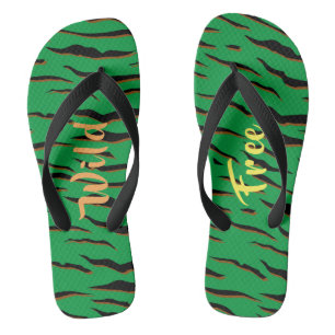 Wild & Free Tiger Stripes Yellow Orange & Green Jandals