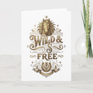 Wild & Free Vintage Horse Western Retro Greeting C Card