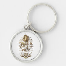 Wild & Free Vintage Horse Western Retro Keychain
