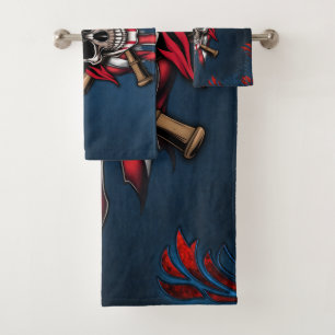 Wild freedom, American skull with baseball bats. Bath Towel Set