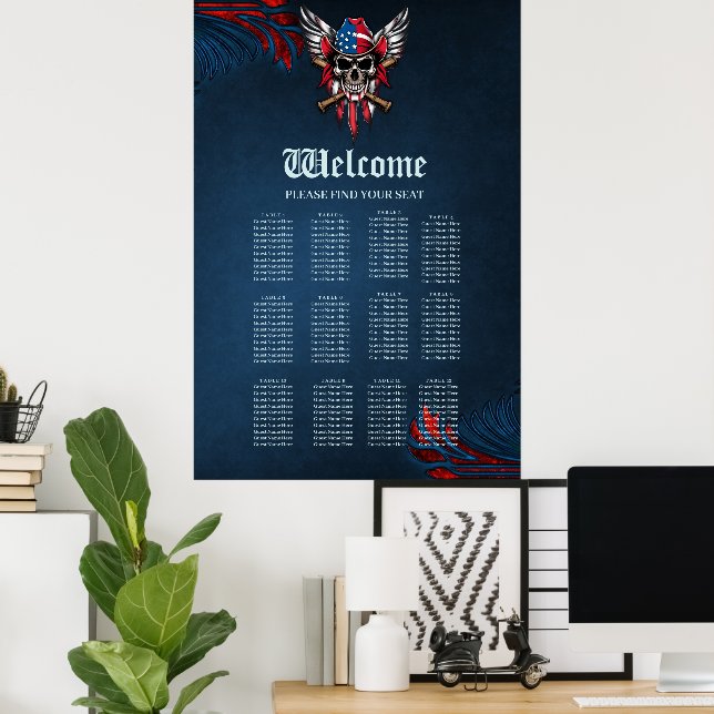 Wild freedom, American skull with baseball bats.  Poster (Home Office)