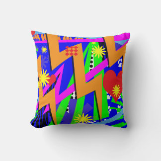 Wild Fun Neon Explosion Throwback Design Cushion
