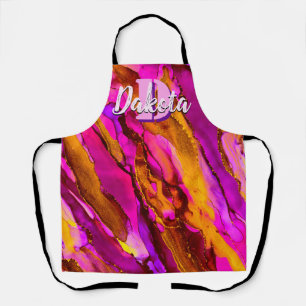 Wild Fuscia and Gold Alcohol Ink Apron