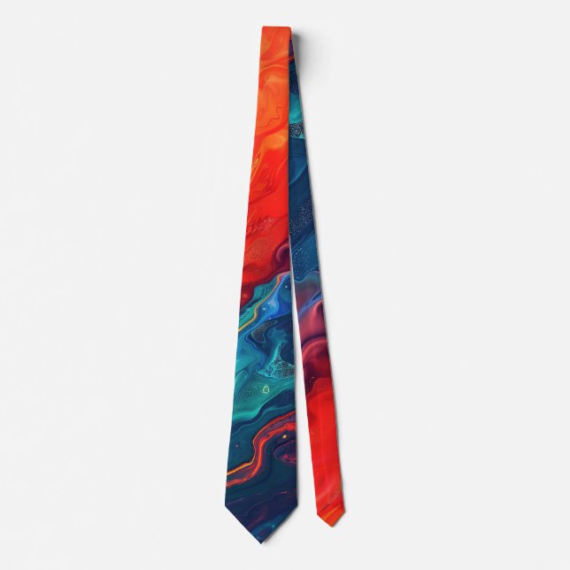 Wild Galaxy Paint Tie in Red and Blue (Front)