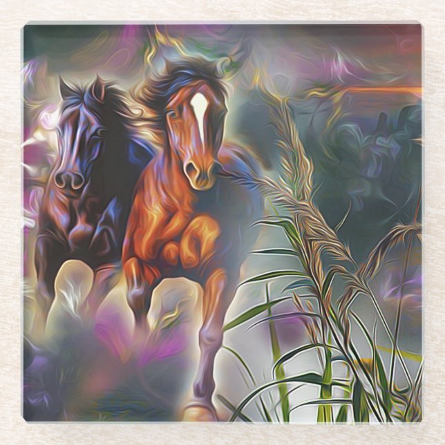 Wild gallop glass coaster (Front)