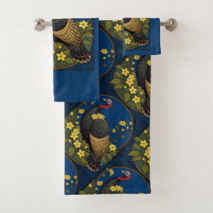 Wild Game Bird Turkey And Jasmine Flowers  Bath Towel Set