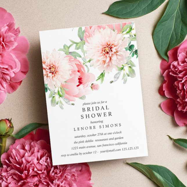 Wild Garden Dahlia Bouquet Bridal Shower Wedding Invitation (Creator Uploaded)
