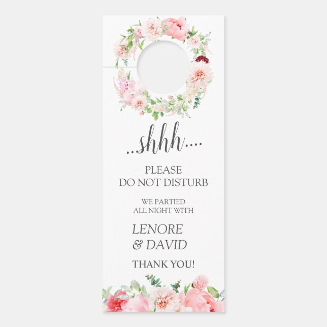 Wild Garden Floral Wedding Guest Don't Disturb Door Hanger (Front)