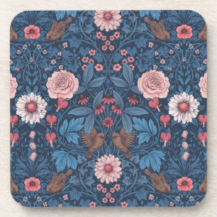 Wild garden in blue coaster