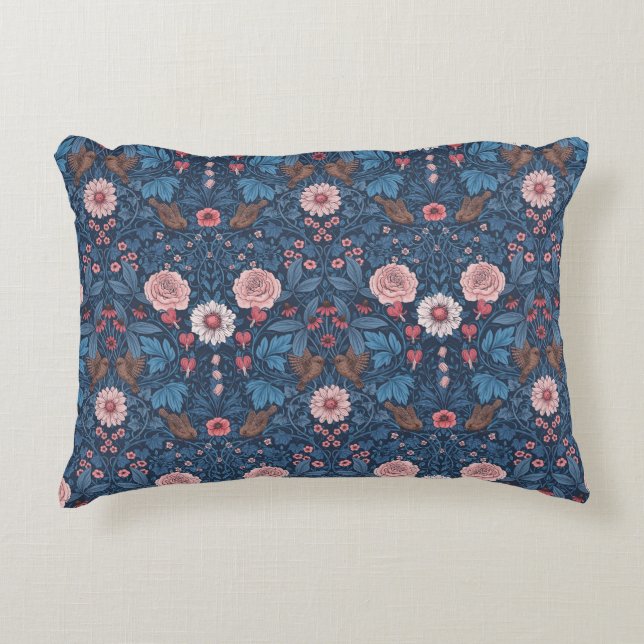 Wild garden in blue decorative cushion (Front)