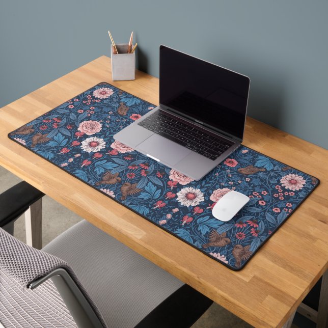 Wild garden in blue desk mat (Office 2)