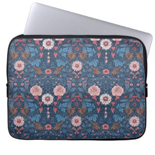 Wild garden in blue laptop sleeve