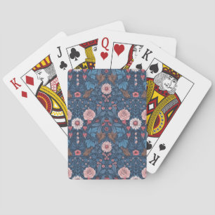 Wild garden in blue playing cards