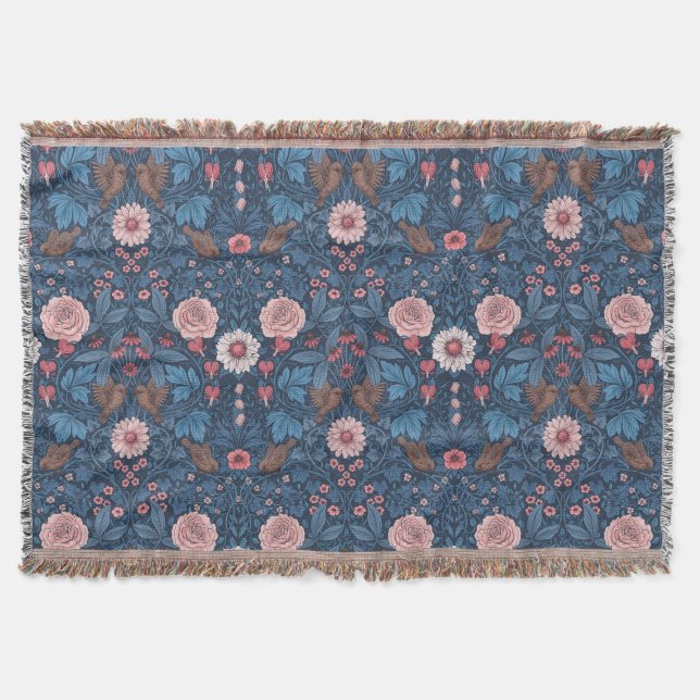 Wild garden in blue throw blanket (Front)
