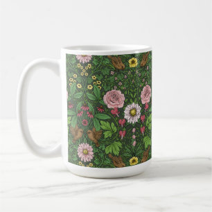 Wild garden in green coffee mug