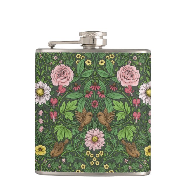 Wild garden in green hip flask (Front)