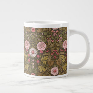 Wild garden on coffee brown large coffee mug
