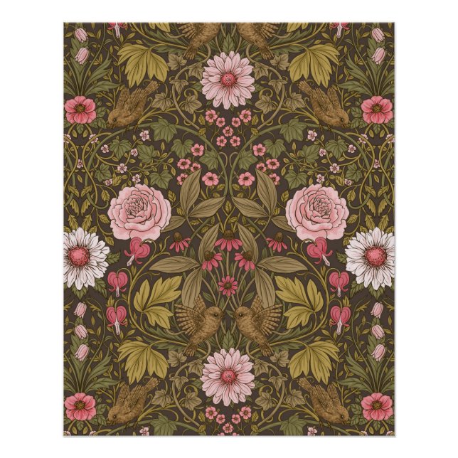 Wild garden on coffee brown poster (Front)
