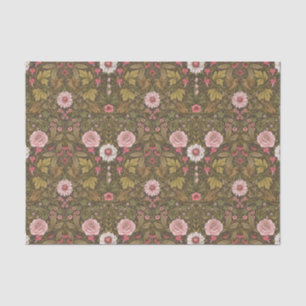 Wild garden on coffee brown tissue paper