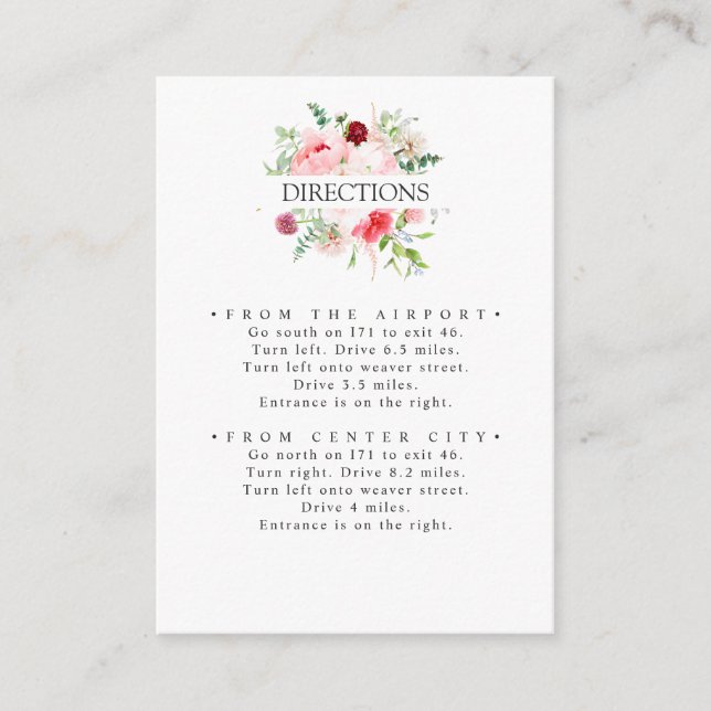 Wild Garden | Pink Flowers WEDDING Directions Enclosure Card (Front)