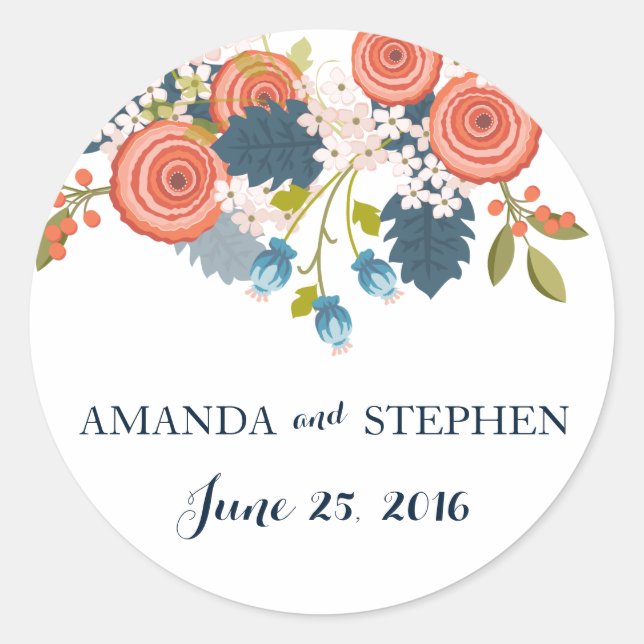 Wild Garden Wedding Personalised Favour Stickers (Front)