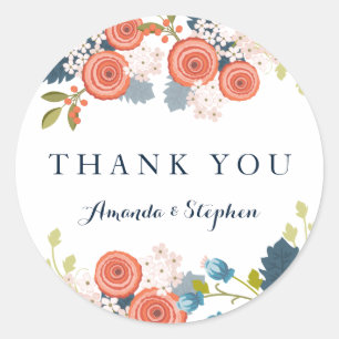 Wild Garden Wedding Personalised Thank You Classic Round Sticker