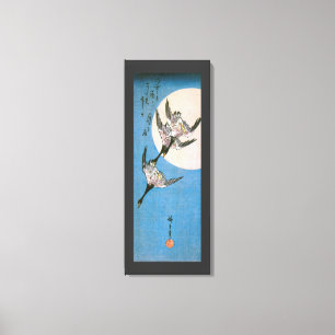 Wild Geese Flying Downward Across Moon, Hiroshige Canvas Print