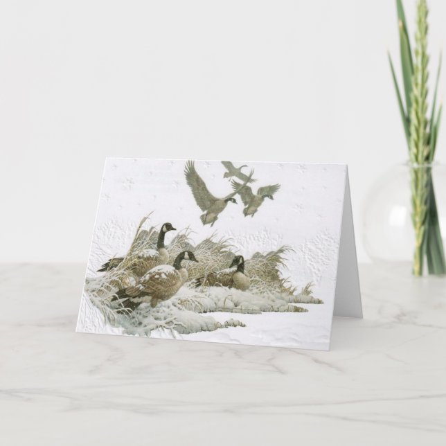 Wild Geese In Snow Christmas Card (Blank) (Front)