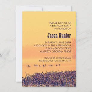Wild Geese on Foggy Lake Birthday Party Invitation