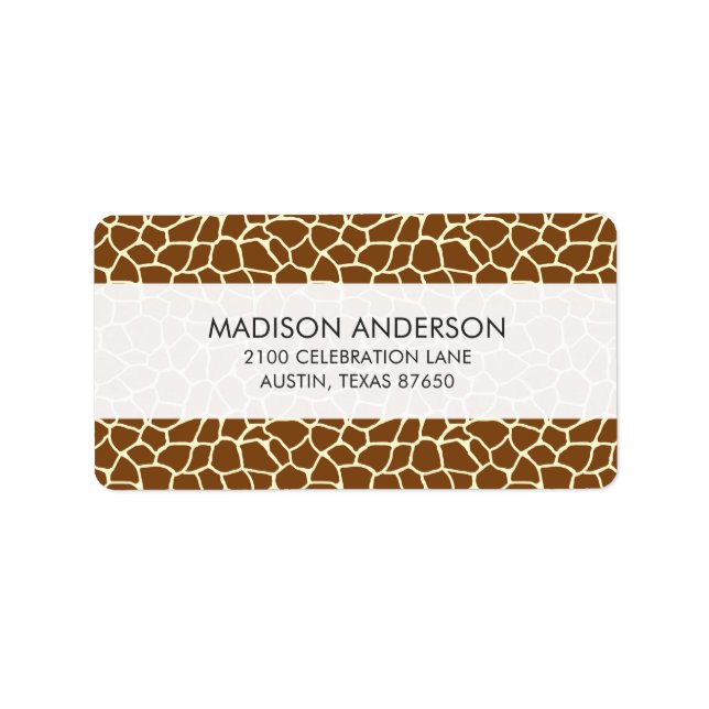 Wild Giraffe Pattern Animal Print Label (Front)